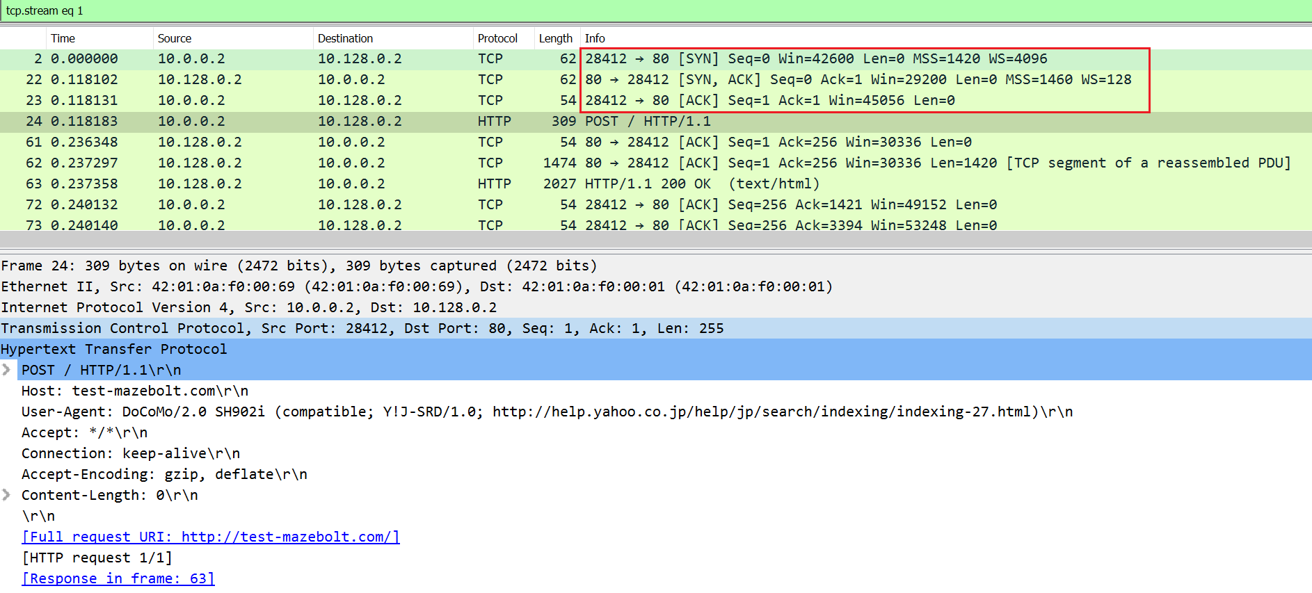 wireshark filters showing apt1 attacks
